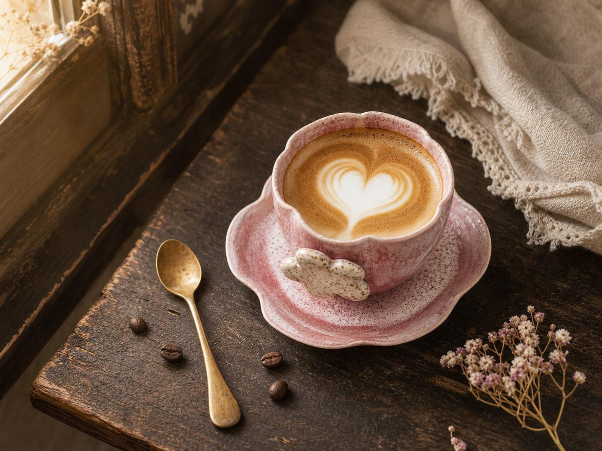 Pink Flower Coffee Cup and Saucer product photo 1