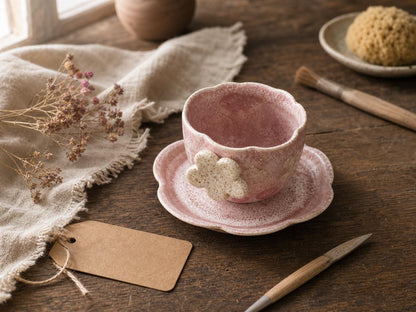 Pink Flower Coffee Cup and Saucer product photo 7
