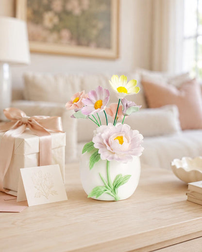 Handmade Blush Flower Ceramic Bud Vase(No Flowers)– Soft Purple Floral Mini Vase product photo 2