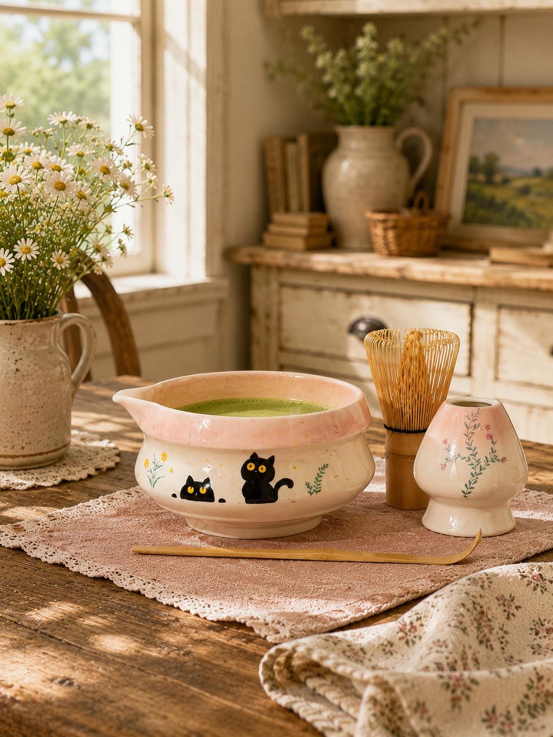Cute Cat Matcha Bowl Set product photo 1