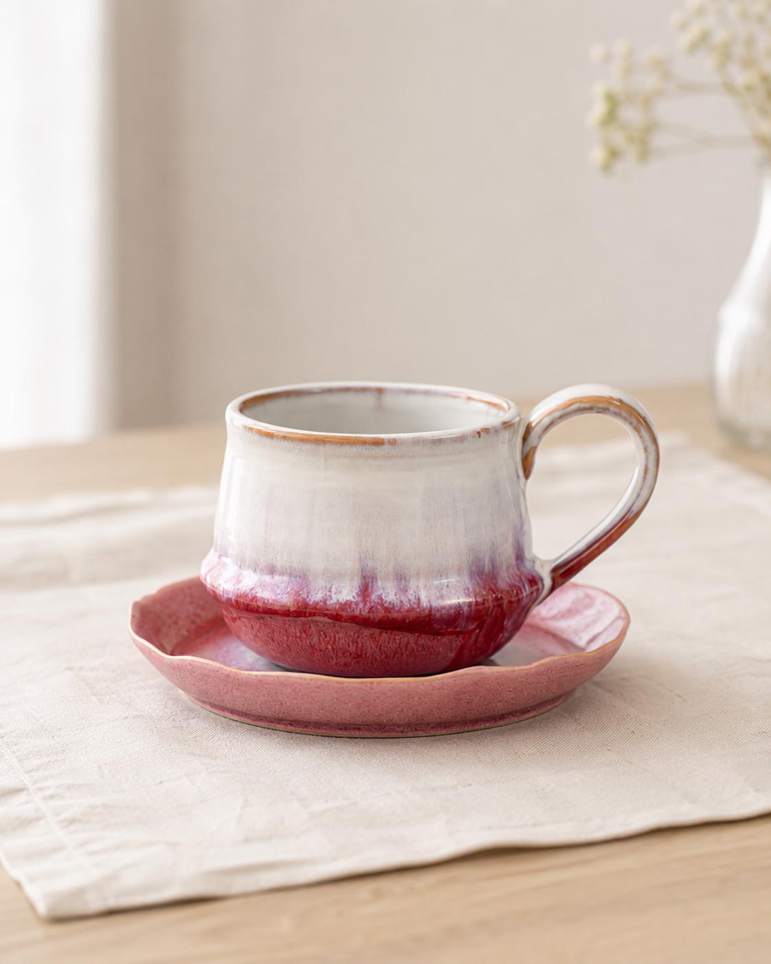 Artisan Stoneware Coffee Cup and Saucer product photo 3