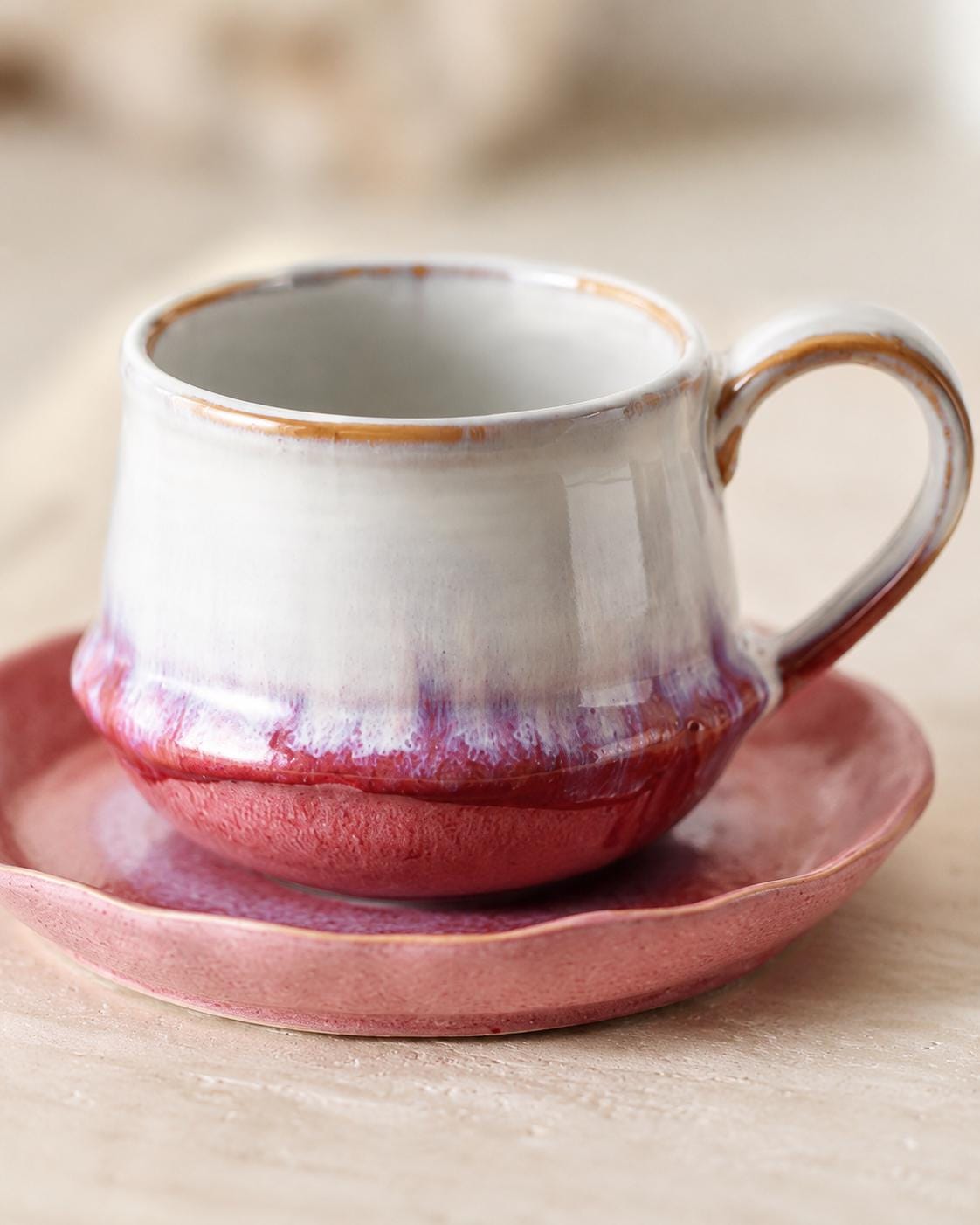 Artisan Stoneware Coffee Cup and Saucer product photo 5