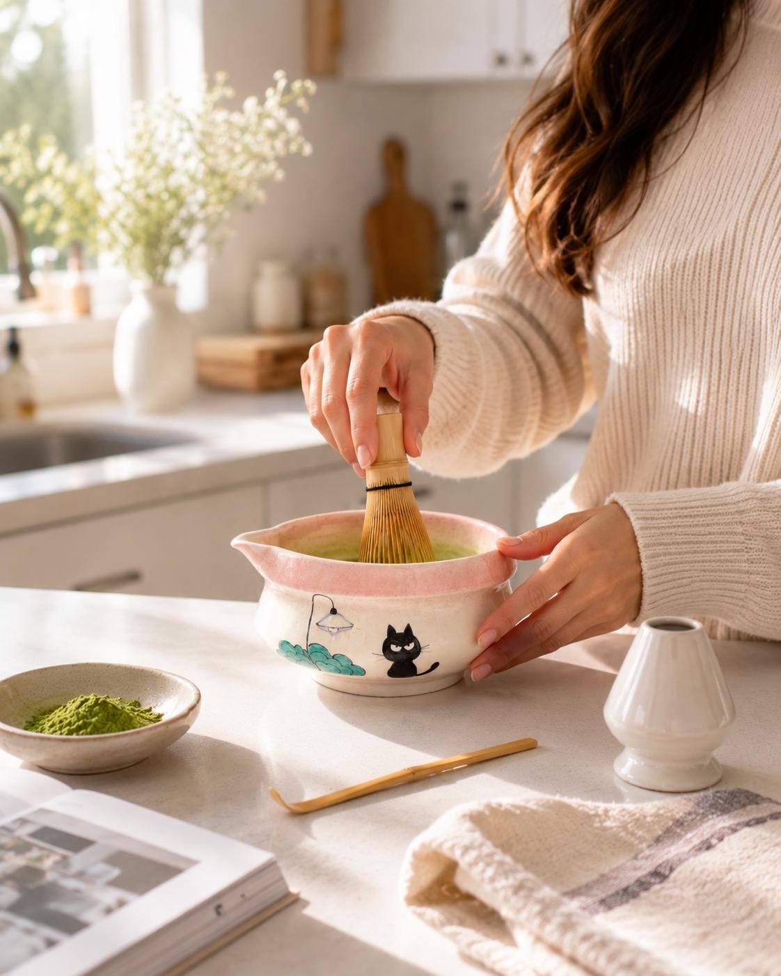 Artistic Cat Matcha Bowl Set product photo 1