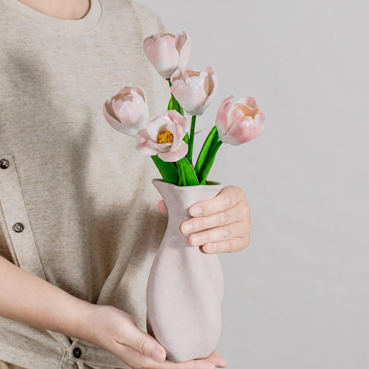 Pink Ceramic Tulip Bouquet In Blush Vase product photo 3