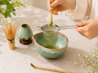 Green Drip Glaze Matcha Bowl Set product photo 5
