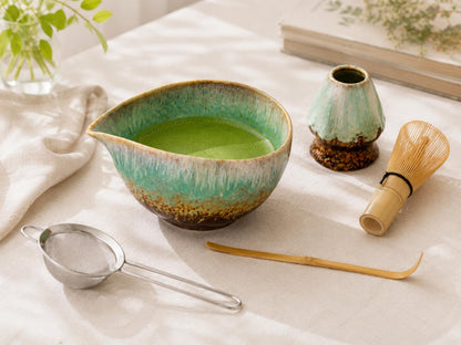 Green Drip Glaze Matcha Bowl Set product photo 6
