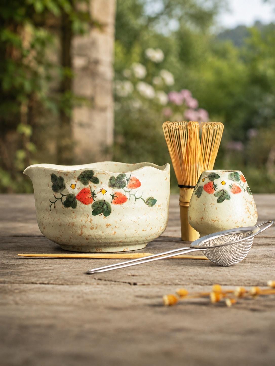 Orange Cat In A Flower Garden Matcha Set Of 4 product photo 8