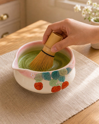 Handpaint Strawberry Matcha Bowl Set product photo 4