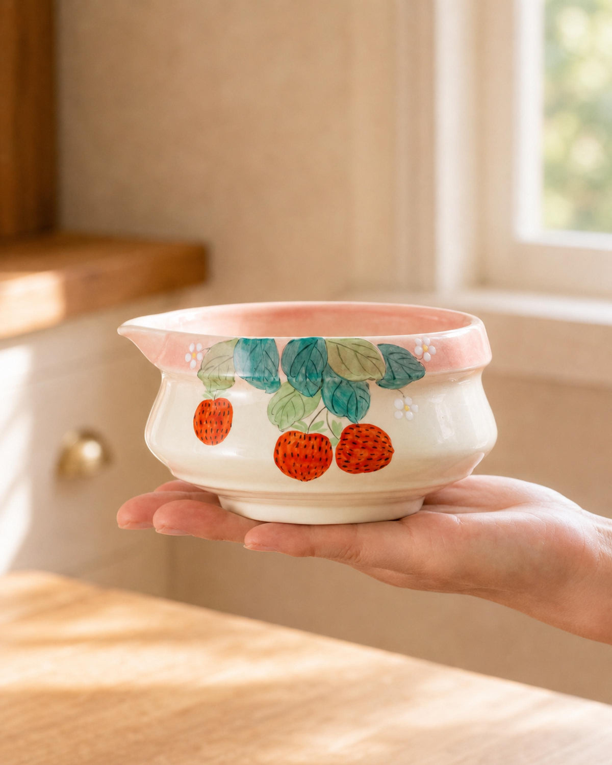Handpaint Strawberry Matcha Bowl Set product photo 3