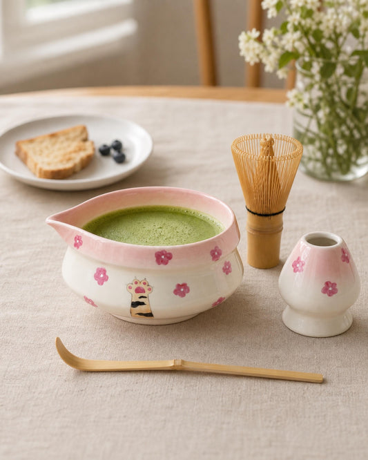 Sakura Paws Matcha Bowl Set product photo 1