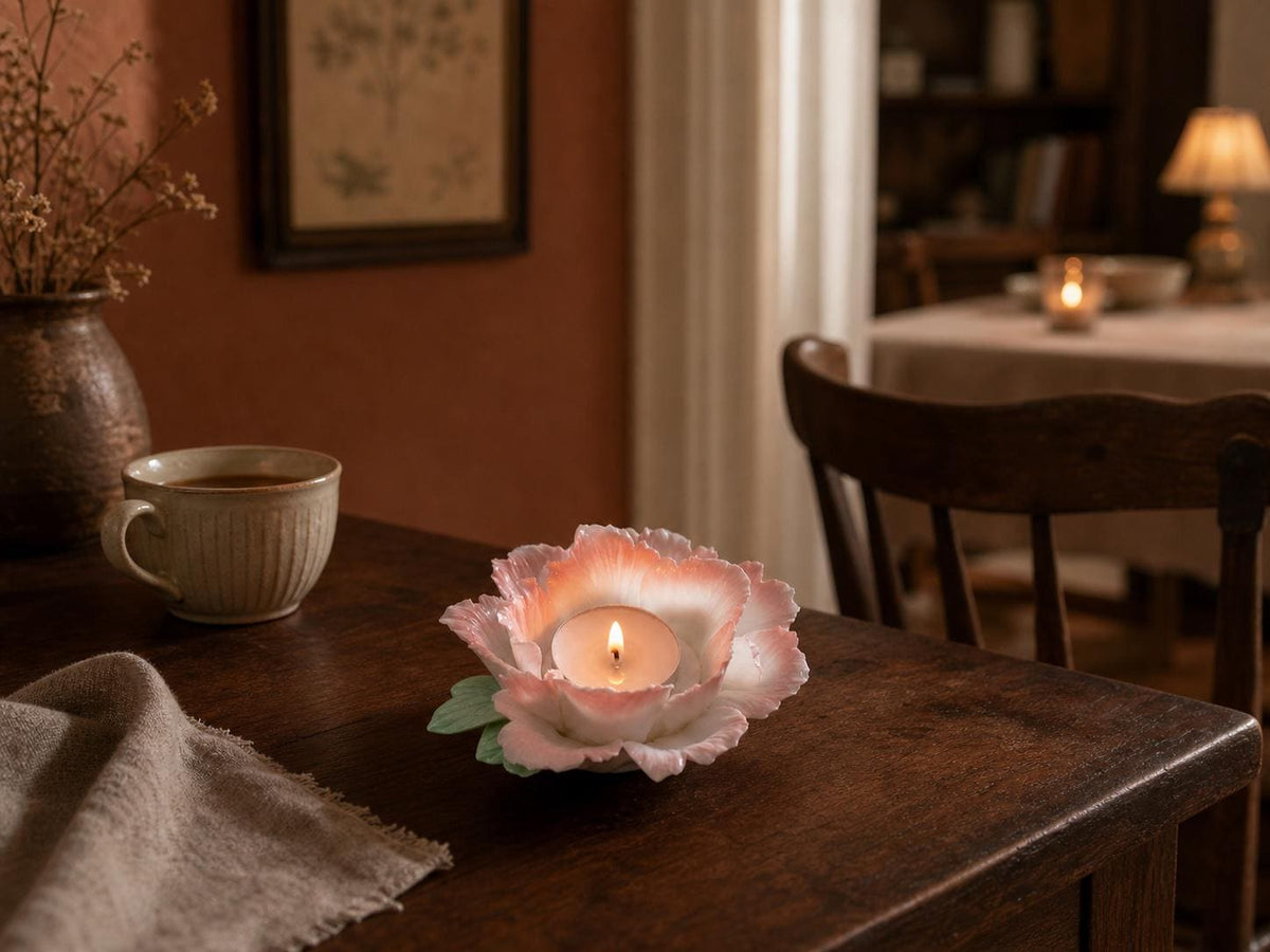 Pink Peony Ceramic Candle Holder product photo 5