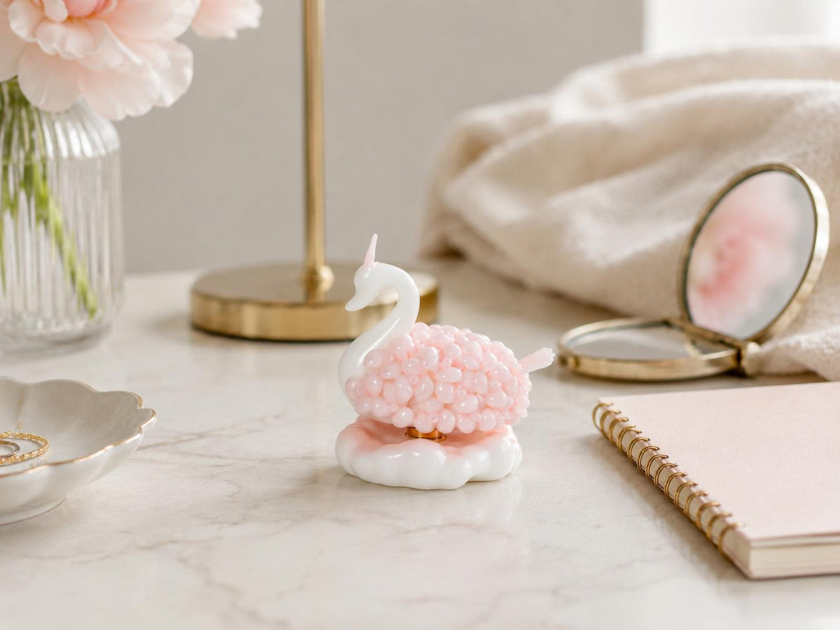 Rotating Ceramic Swan Car Charm | Spinning Desk Decor | Kinetic Gadget Gift | Cu product photo 6
