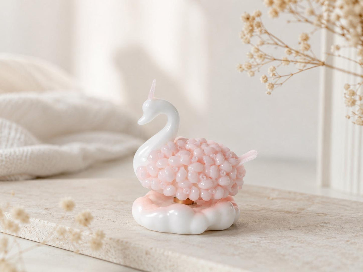 Rotating Ceramic Swan Car Charm | Spinning Desk Decor | Kinetic Gadget Gift | Cu product photo 1