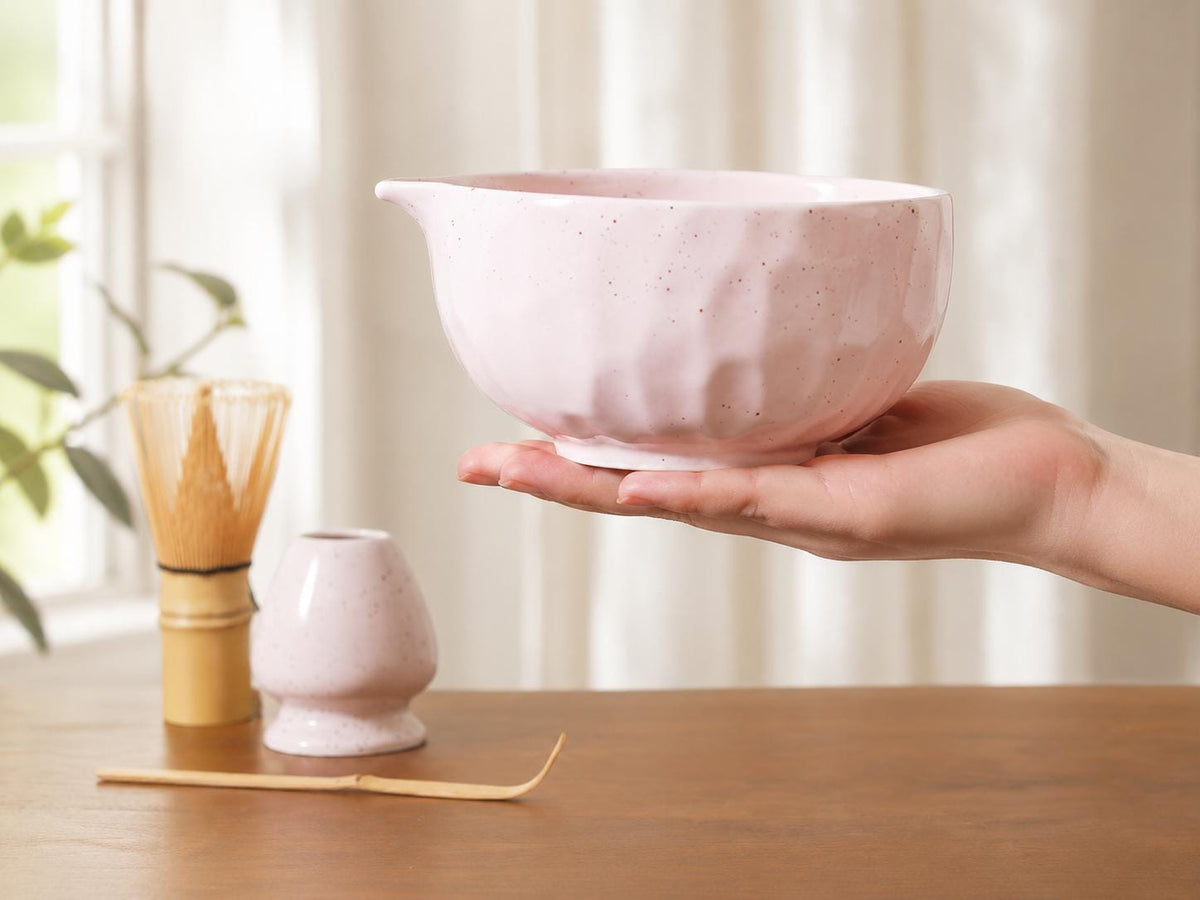 Handpainted Exquisite Natural Pink Black Dot Matcha Set Of 4 product photo 4