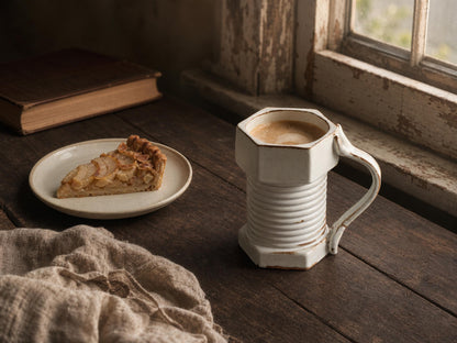 White Ribbed Beer Ceramic Coffee Mug product photo 6