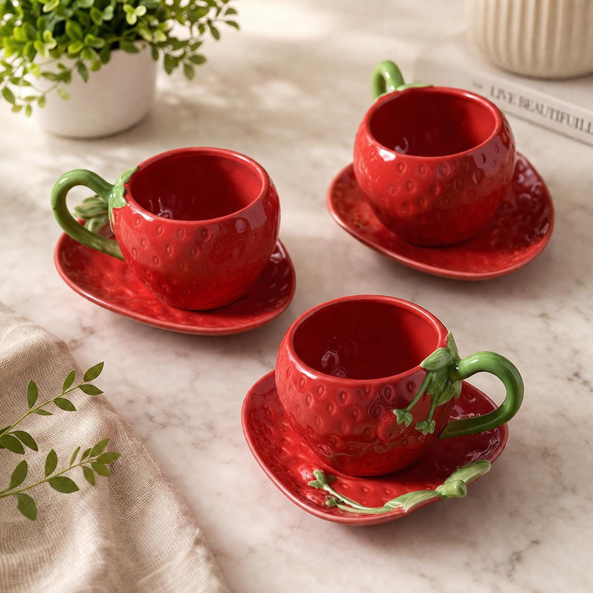 Apple Footed Coffee Cup and Saucer product photo 2