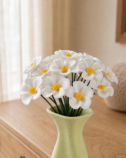 Handcrafted Ceramic Flower & Light Green Abstract Vase Set product photo 7