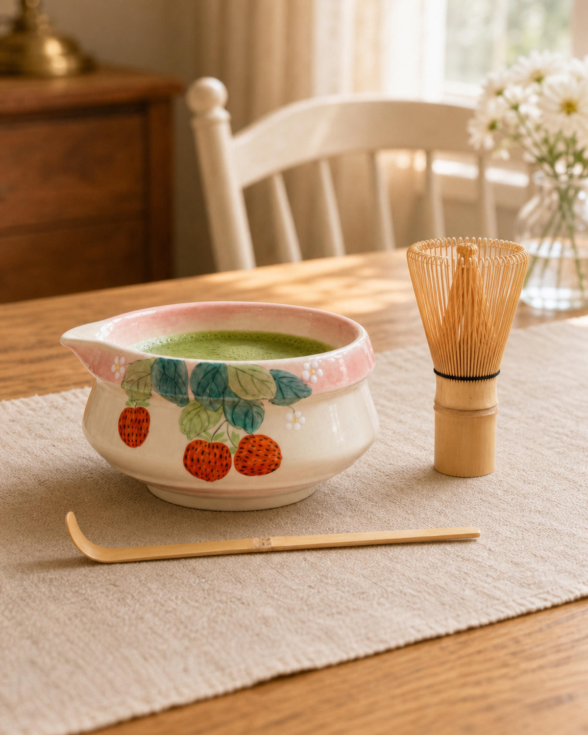 Handpaint Strawberry Matcha Bowl Set product photo 7