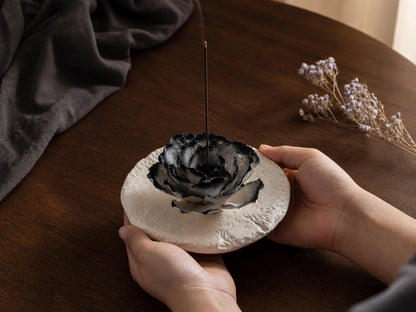Handcrafted Black Gradient Peony Ceramic Flower Sculpture product photo 3