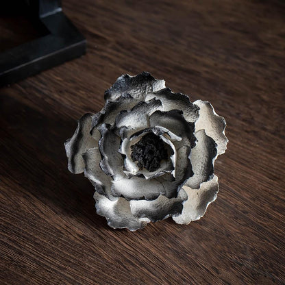 Handcrafted Black Gradient Peony Ceramic Flower Sculpture product photo 2
