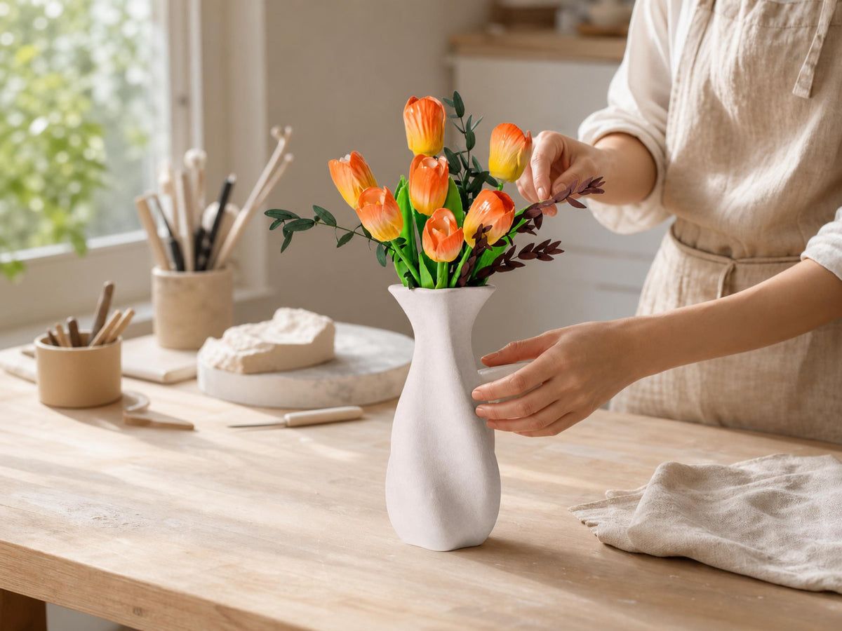 Handmade Orange Ceramic Tulip Arrangement product photo 2