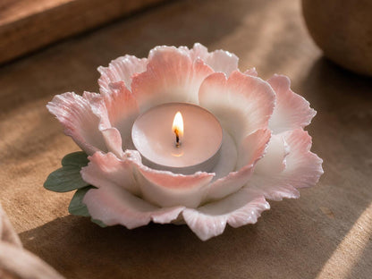 Pink Peony Ceramic Candle Holder product photo 4
