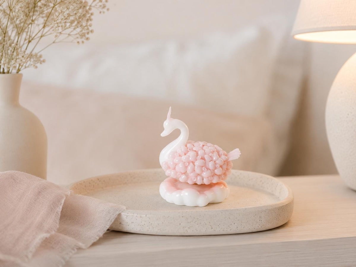 Rotating Ceramic Swan Car Charm | Spinning Desk Decor | Kinetic Gadget Gift | Cu product photo 4