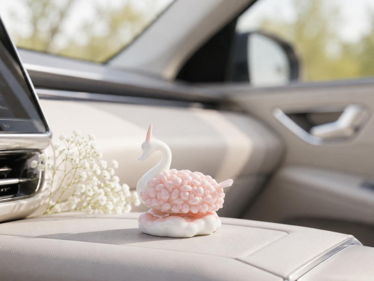 Rotating Ceramic Swan Car Charm | Spinning Desk Decor | Kinetic Gadget Gift | Cu product photo 8