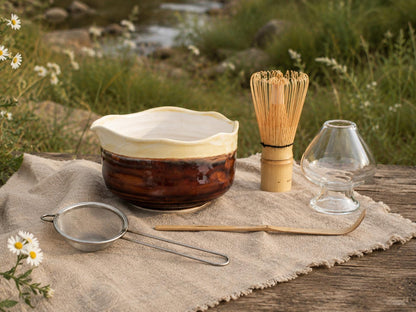 Wavy Flower Rim Matcha Bowl Set product photo 6