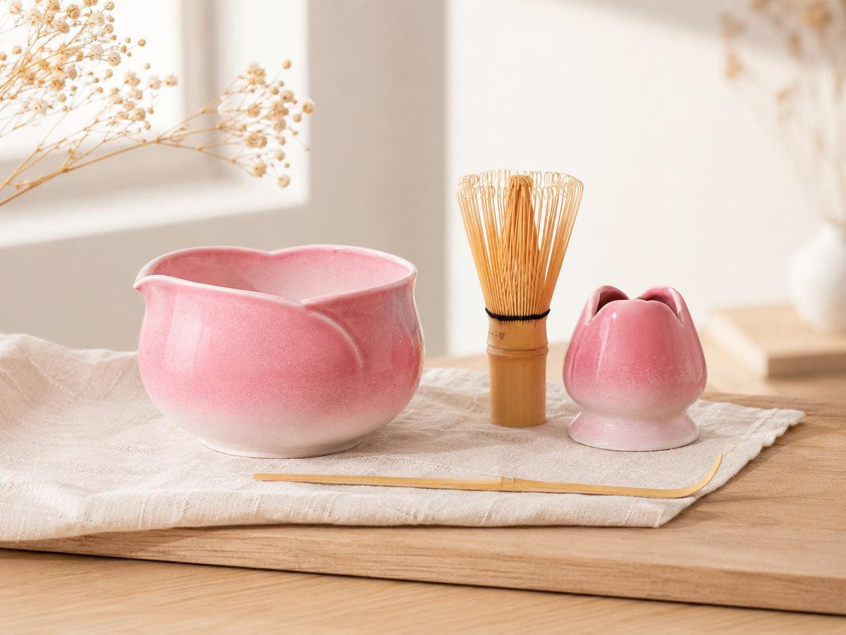 Pink Flower Matcha Bowl Set product photo 6