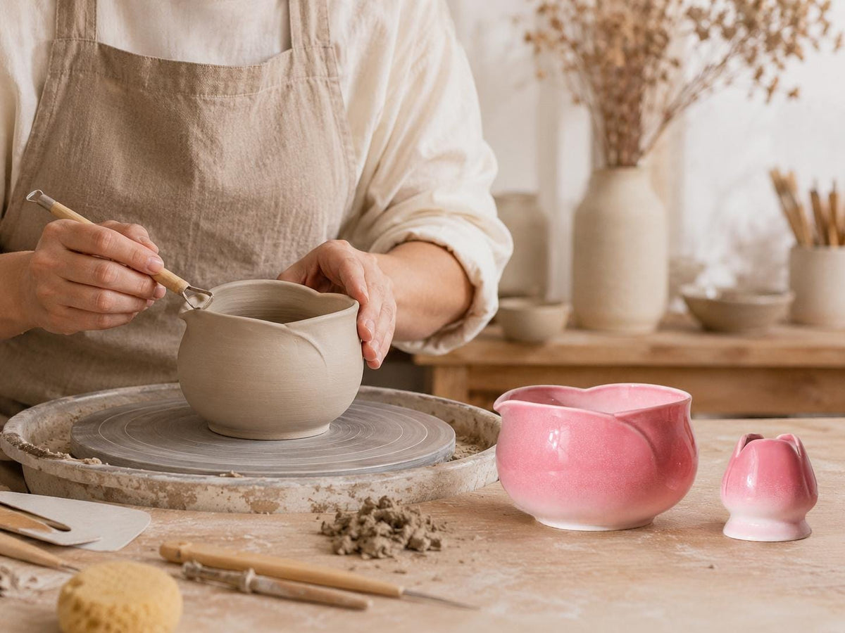 Pink Flower Matcha Bowl Set product photo 4