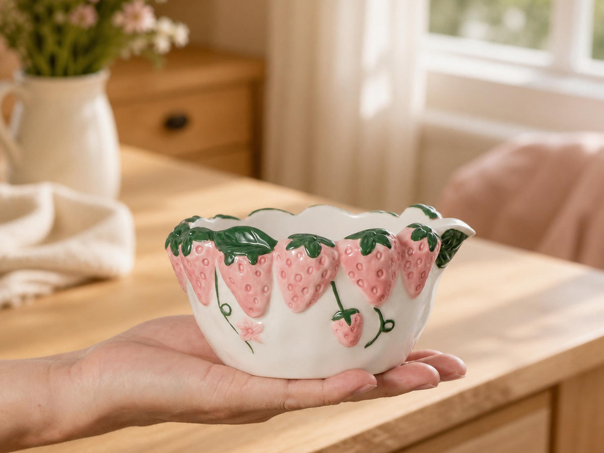 Pink Strawberry Matcha Bowl Set product photo 1