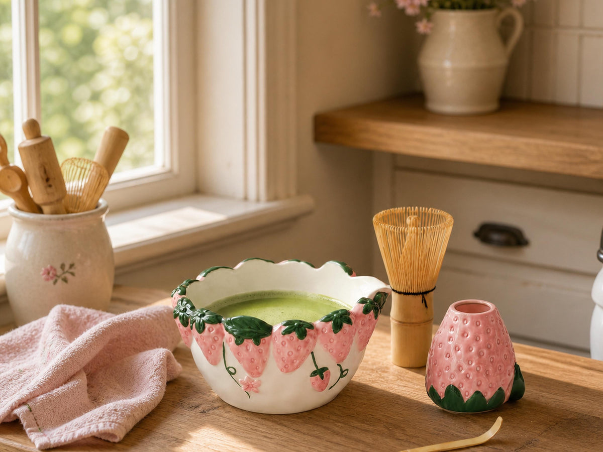 Pink Strawberry Matcha Bowl Set product photo 6