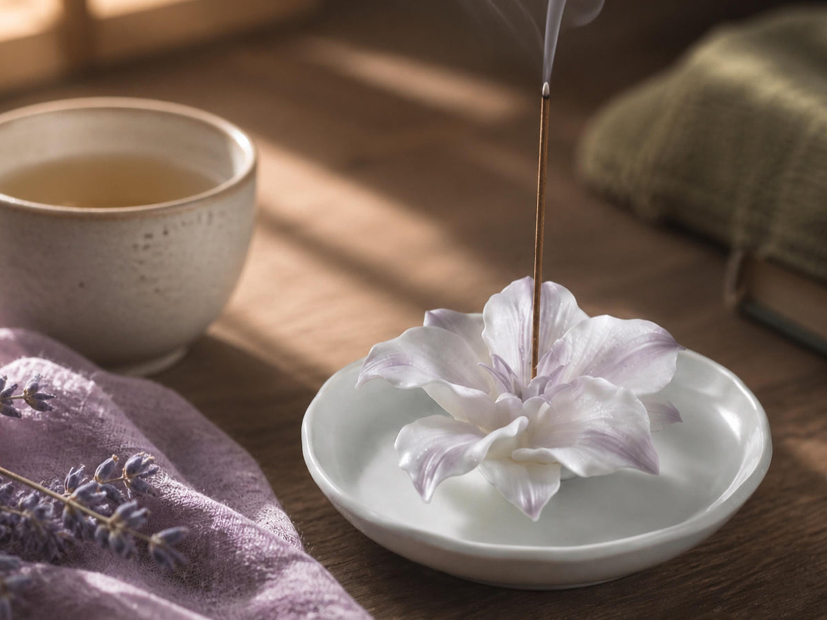 Purple Lily Ceramic Incense Holder product photo 6
