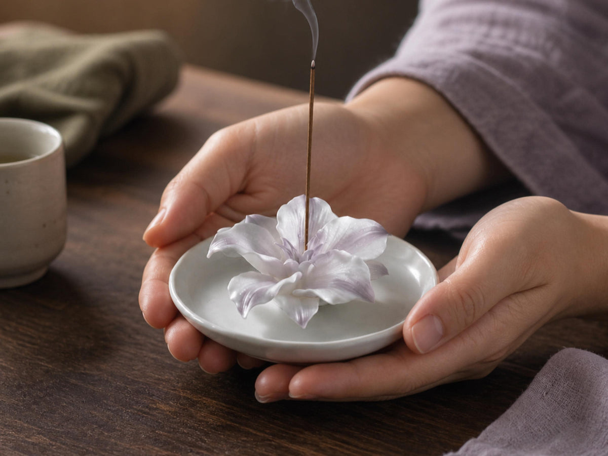 Purple Lily Ceramic Incense Holder product photo 5