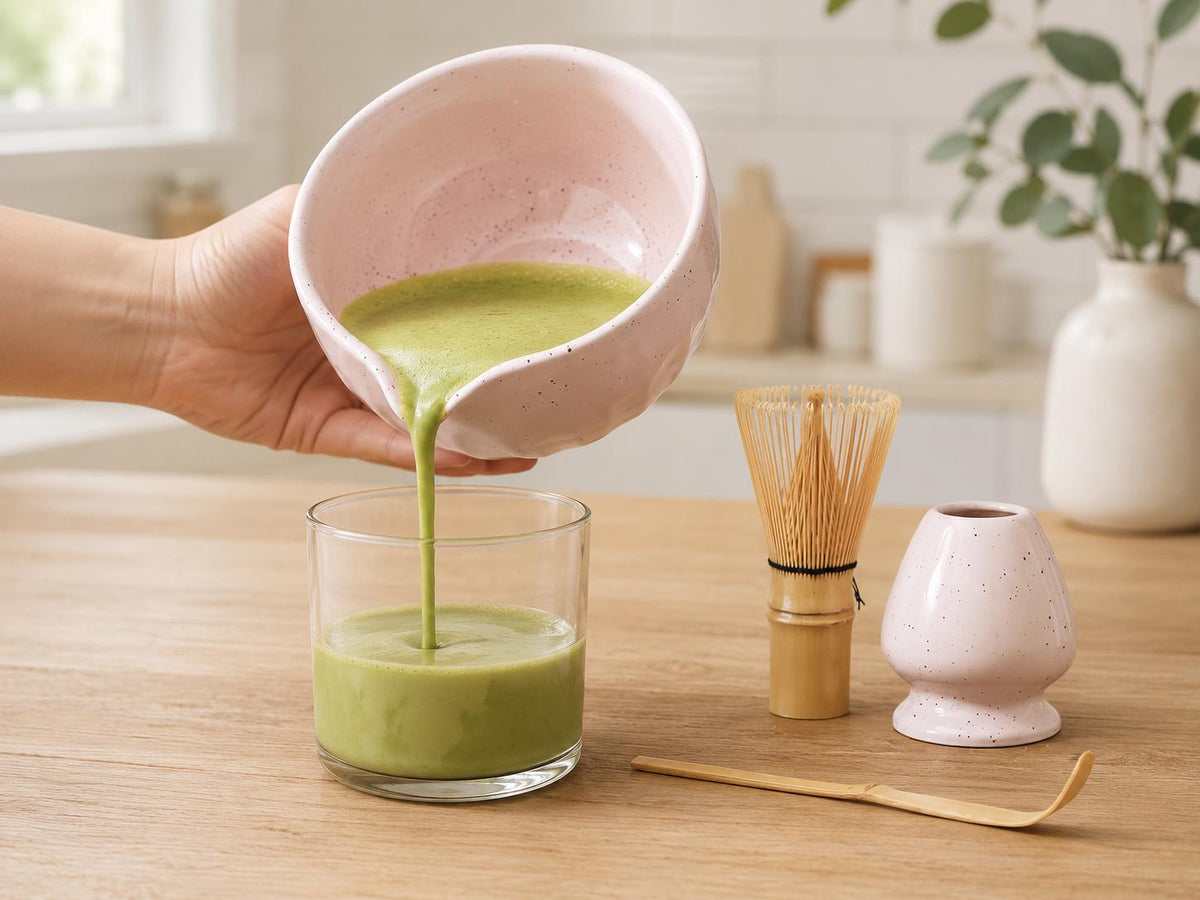 Handpainted Exquisite Natural Pink Black Dot Matcha Set Of 4 product photo 3