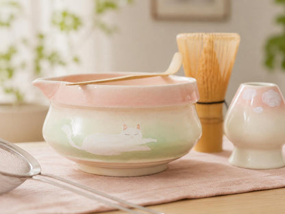 A Lazy White Cat On The Grass Tea Set product photo 5