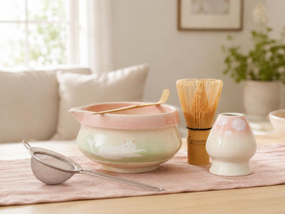 A Lazy White Cat On The Grass Tea Set product photo 7