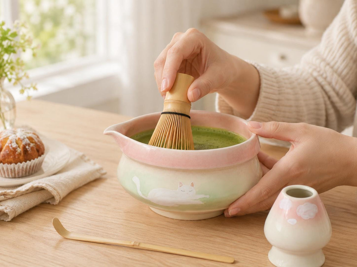 A Lazy White Cat On The Grass Tea Set product photo 1