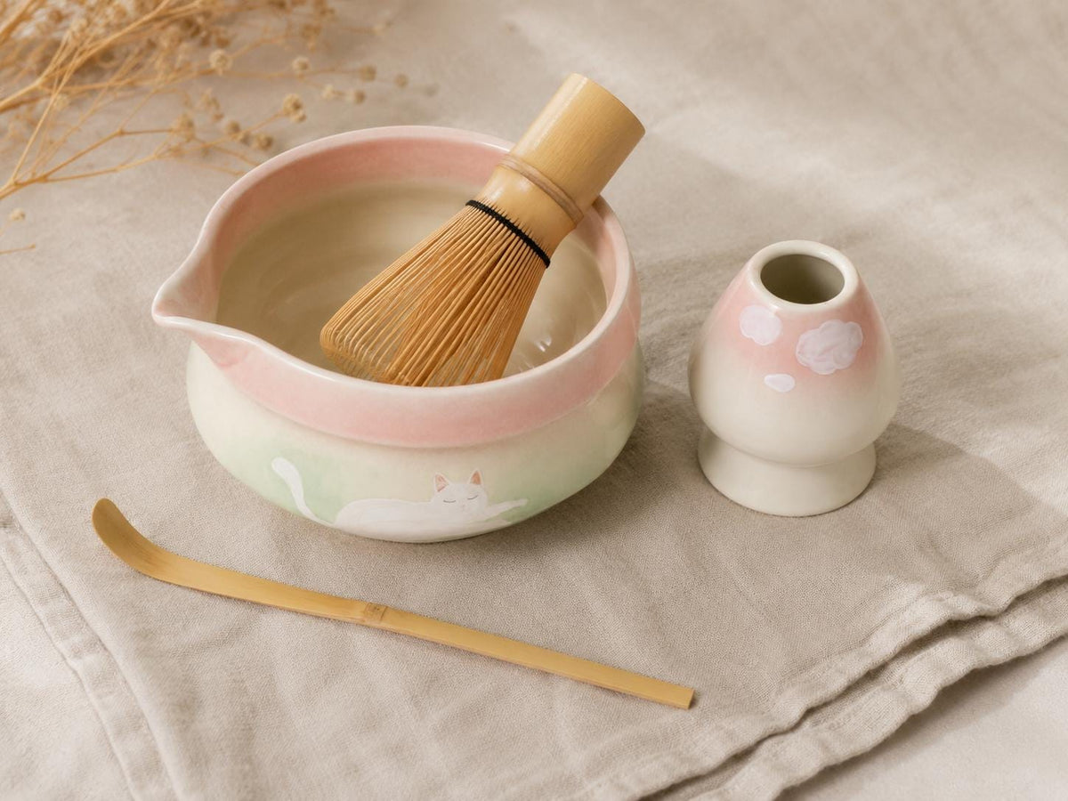 A Lazy White Cat On The Grass Tea Set product photo 4