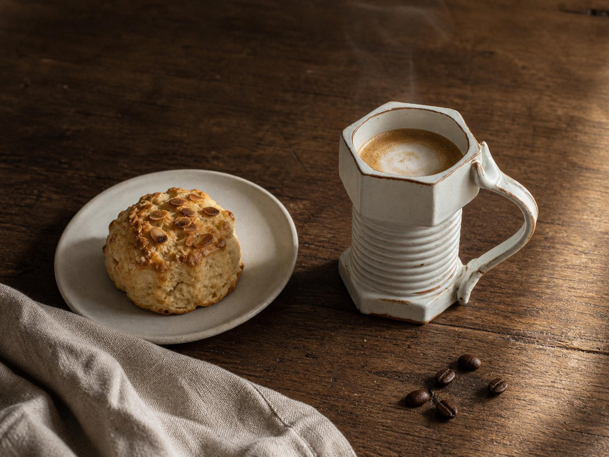 White Ribbed Beer Ceramic Coffee Mug product photo 2