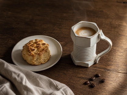 White Ribbed Beer Ceramic Coffee Mug product photo 2