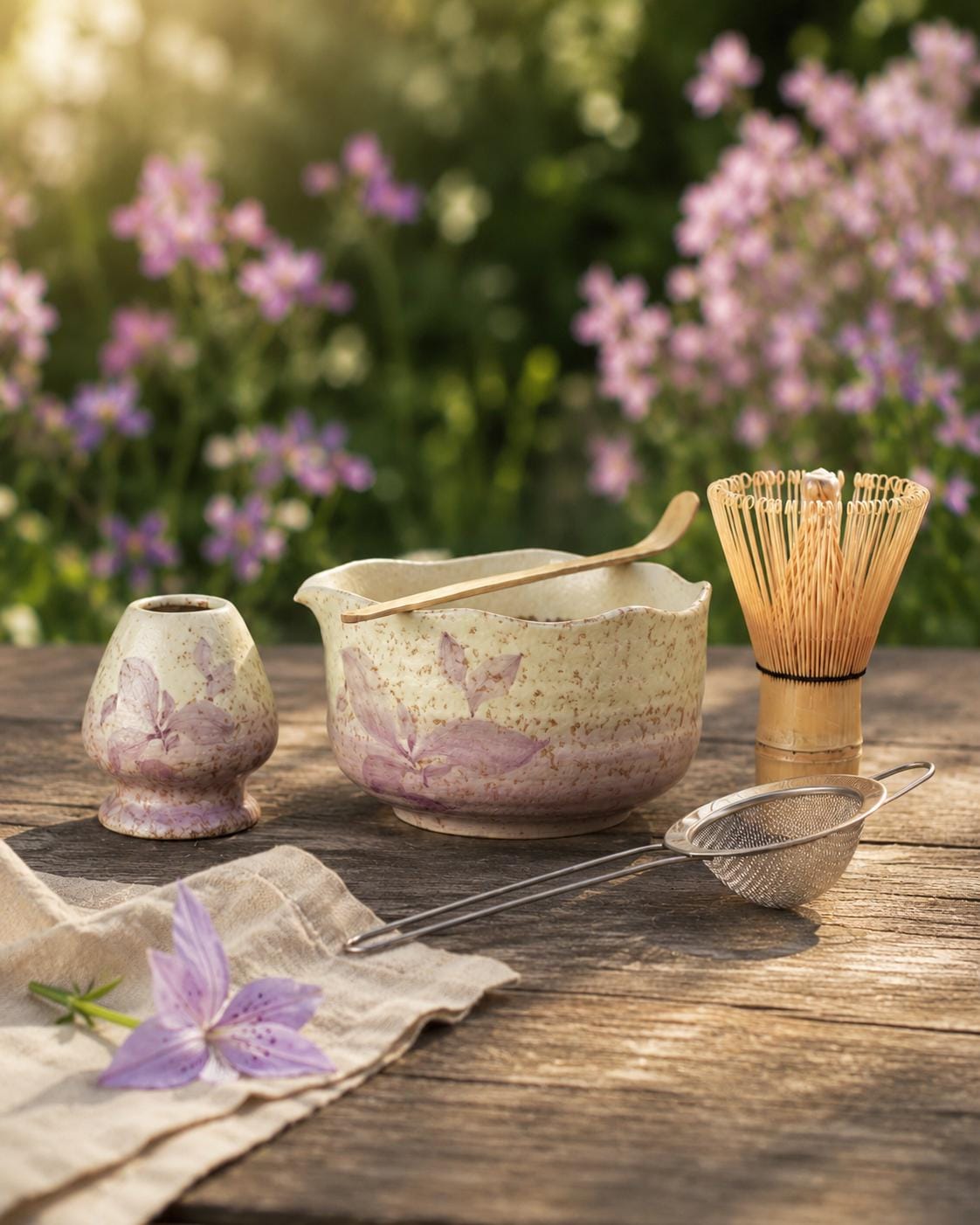 Swallow Tail Flower Matcha Bowl Set product photo 1