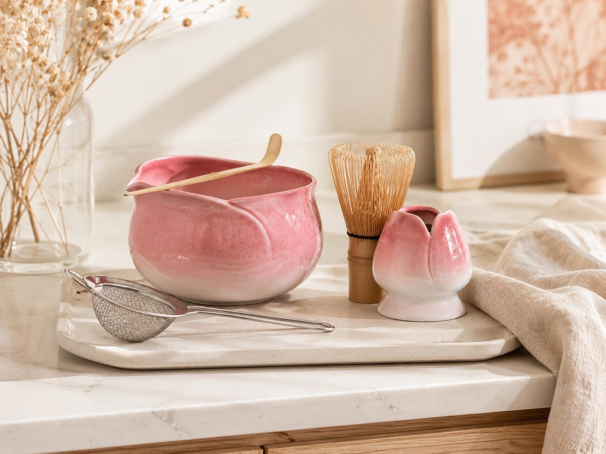 Pink Flower Matcha Bowl Set product photo 7
