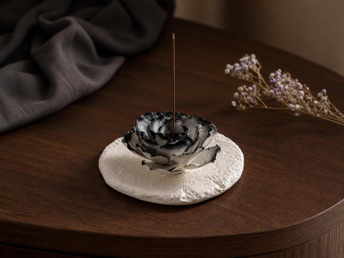 Handcrafted Black Gradient Peony Ceramic Flower Sculpture product photo 5