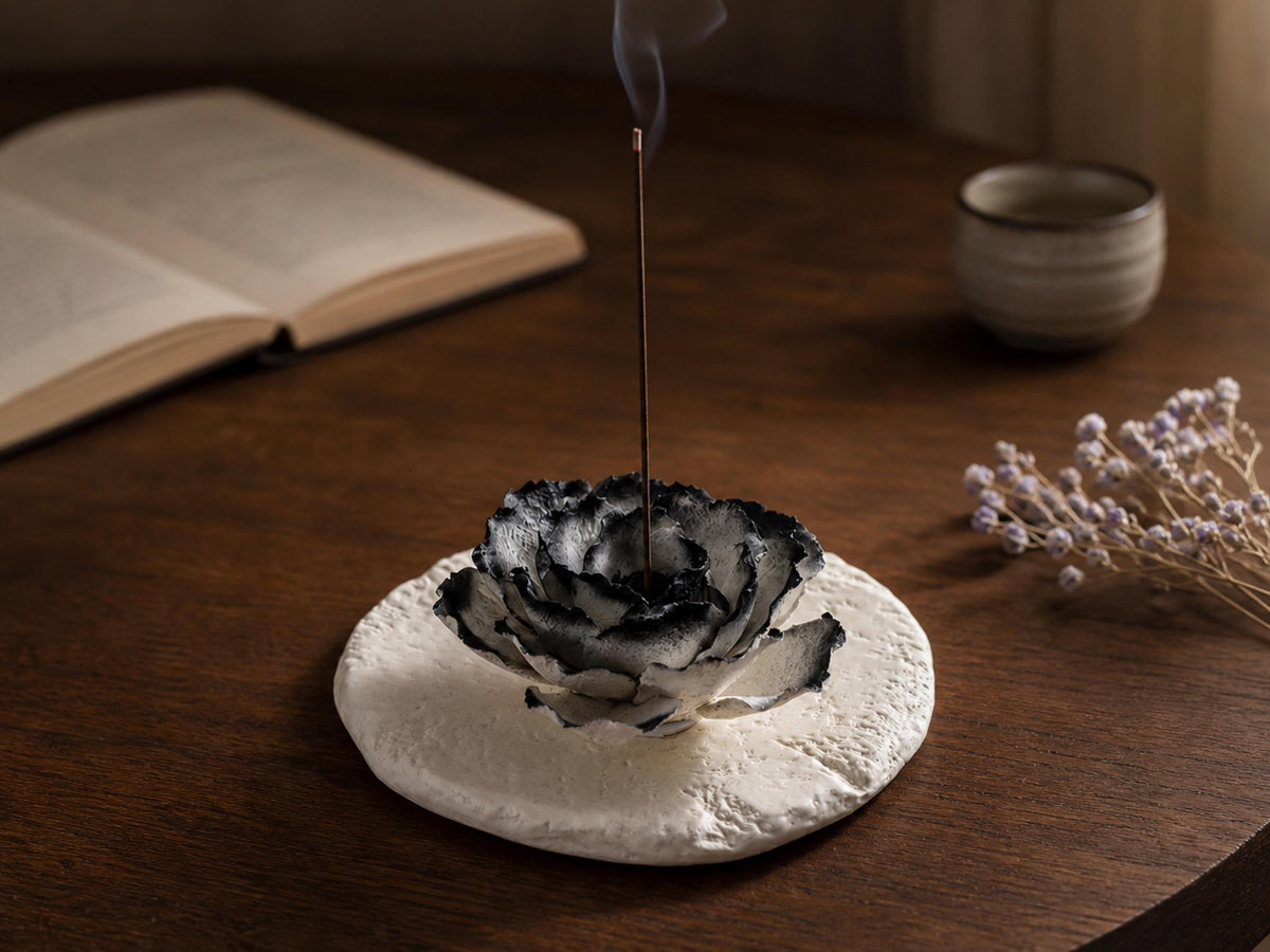 Handcrafted Black Gradient Peony Ceramic Flower Sculpture product photo 8