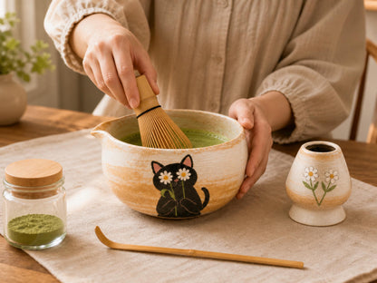 Black Cat Daisy Matcha Bowl Set product photo 5