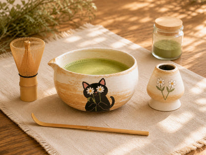 Black Cat Daisy Matcha Bowl Set product photo 8