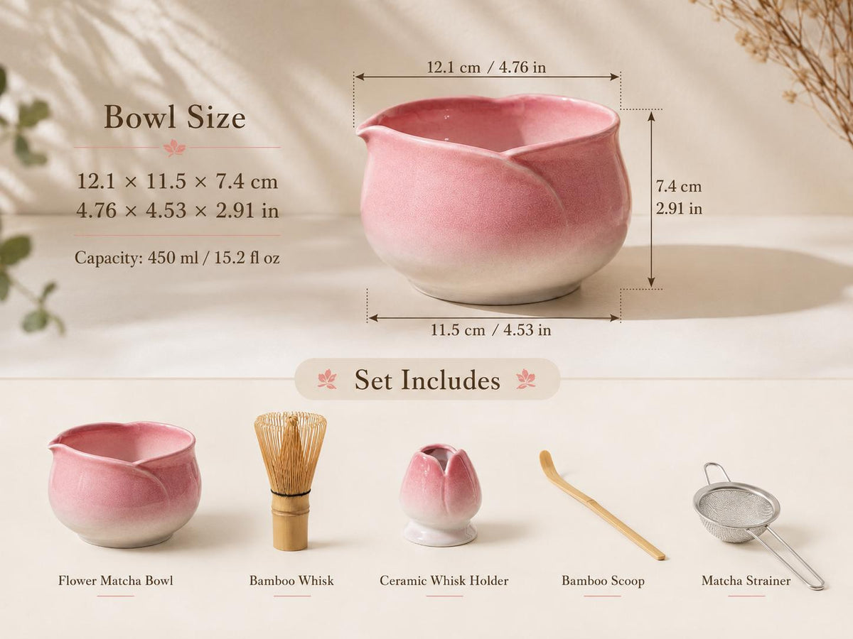 Pink Flower Matcha Bowl Set product photo 5