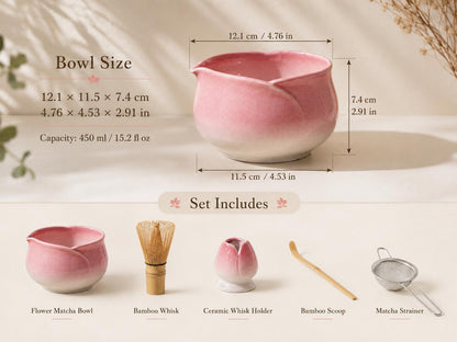 Pink Flower Matcha Bowl Set product photo 5